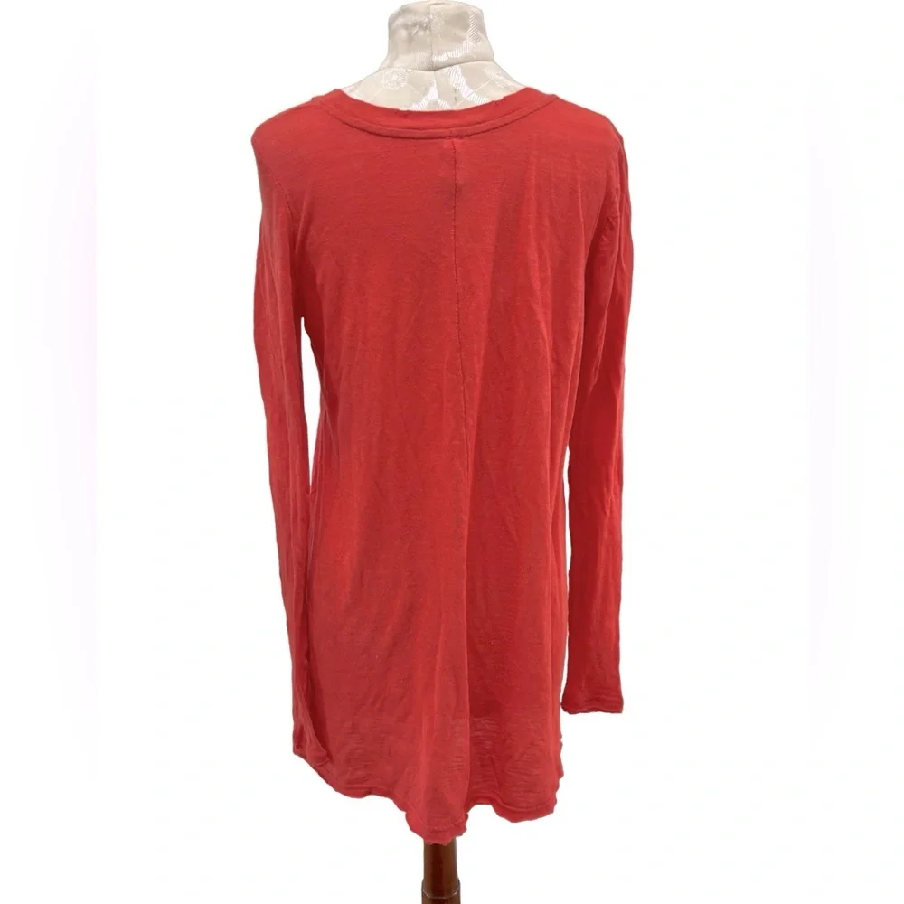 Free People Moonshine Cotton Long Sleeve Tunic Top Coral Orange Size Small NWT